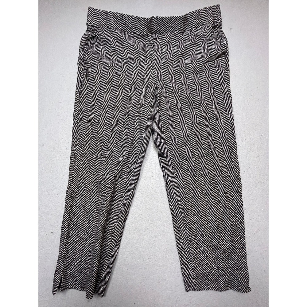 Torrid Studio Relaxed Taper Rayon Nylon Herringbone Black White 3R W40 Womens
